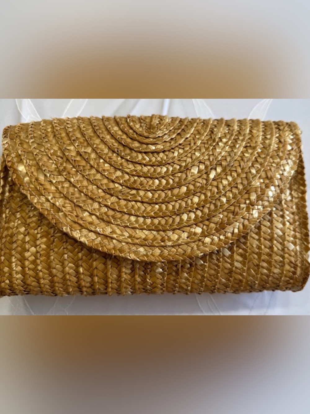 Woven Straw Envelope Clutch Bag
